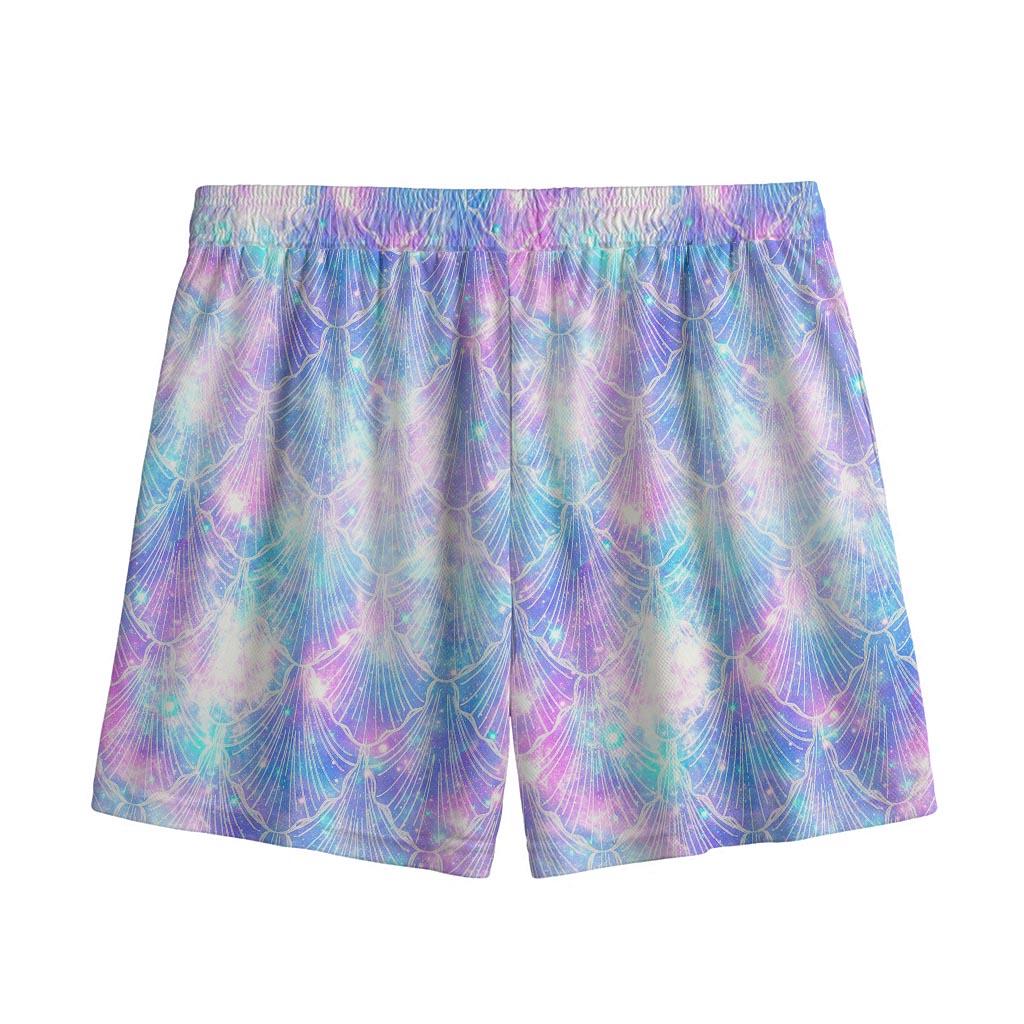 Galaxy Mermaid Scales Pattern Print Mesh Shorts