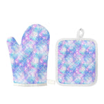 Galaxy Mermaid Scales Pattern Print Oven Mitt And Pot Holder Set
