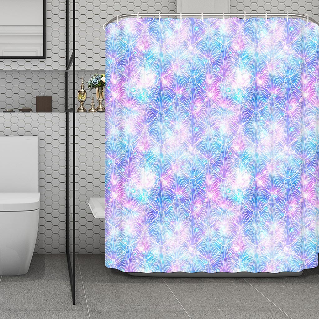 Galaxy Mermaid Scales Pattern Print Polyester Shower Curtain