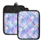 Galaxy Mermaid Scales Pattern Print Pot Holders With Pocket