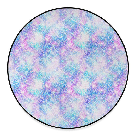 Galaxy Mermaid Scales Pattern Print Round Floor Mat