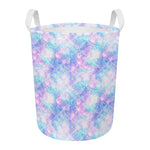 Galaxy Mermaid Scales Pattern Print Round Laundry Basket