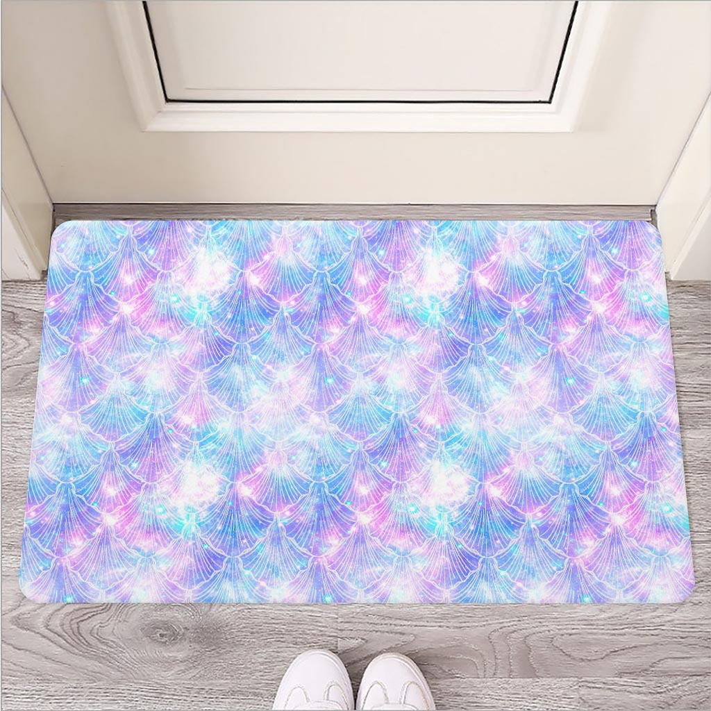 Galaxy Mermaid Scales Pattern Print Rubber Doormat