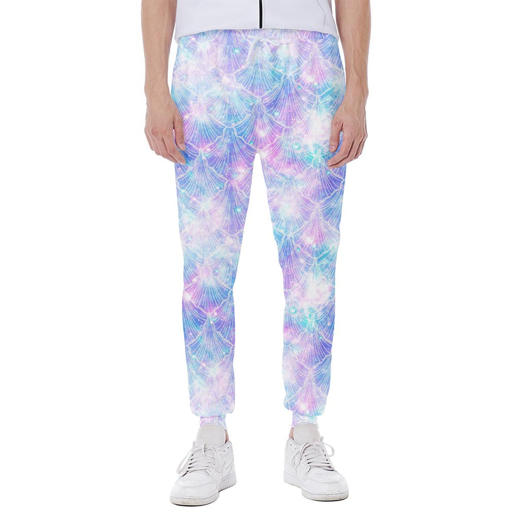Galaxy Mermaid Scales Pattern Print Scuba Joggers