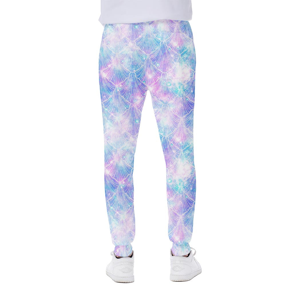 Galaxy Mermaid Scales Pattern Print Scuba Joggers