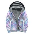 Galaxy Mermaid Scales Pattern Print Sherpa Lined Zip Up Hoodie