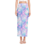 Galaxy Mermaid Scales Pattern Print Side Slit Maxi Skirt