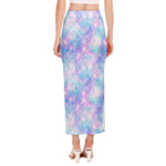 Galaxy Mermaid Scales Pattern Print Side Slit Maxi Skirt