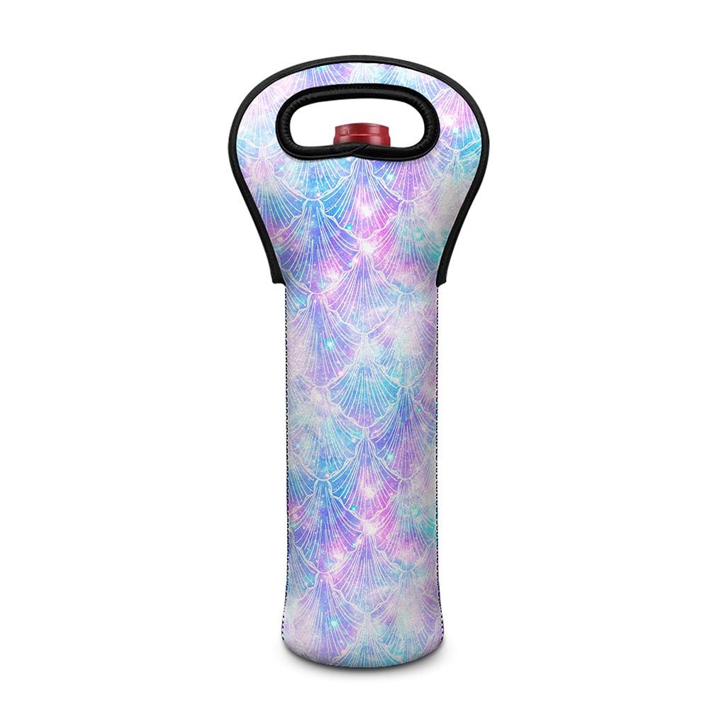 Galaxy Mermaid Scales Pattern Print Single Neoprene Wine Tote