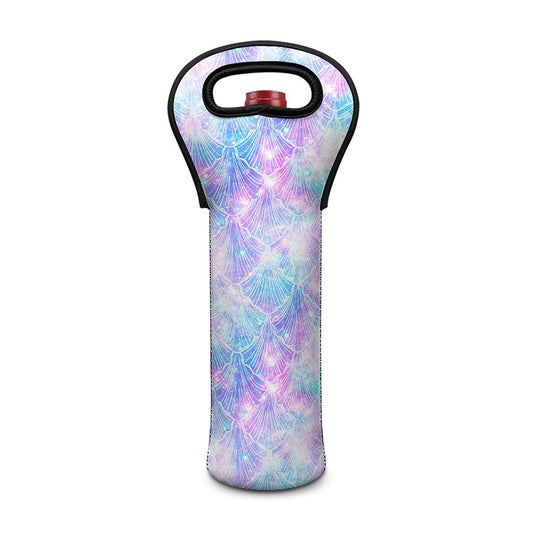 Galaxy Mermaid Scales Pattern Print Single Neoprene Wine Tote