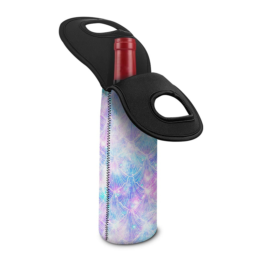 Galaxy Mermaid Scales Pattern Print Single Neoprene Wine Tote
