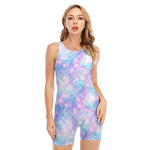 Galaxy Mermaid Scales Pattern Print Sleeveless One Piece Swimsuit