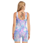 Galaxy Mermaid Scales Pattern Print Sleeveless One Piece Swimsuit