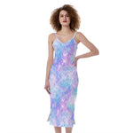 Galaxy Mermaid Scales Pattern Print Slim Fit Midi Cami Dress