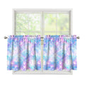 Galaxy Mermaid Scales Pattern Print Tier Curtains