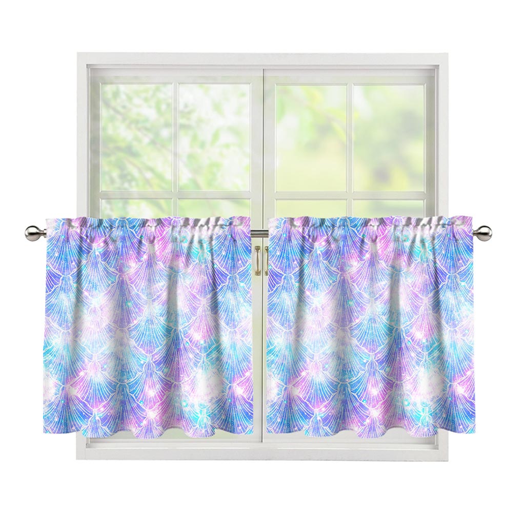Galaxy Mermaid Scales Pattern Print Tier Curtains