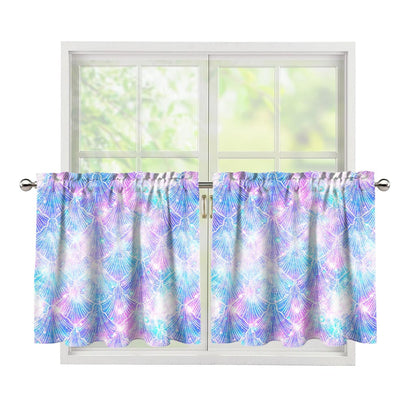 Galaxy Mermaid Scales Pattern Print Tier Curtains