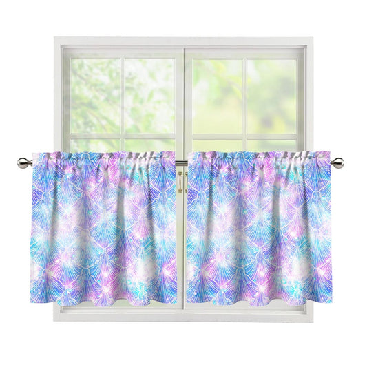 Galaxy Mermaid Scales Pattern Print Tier Curtains