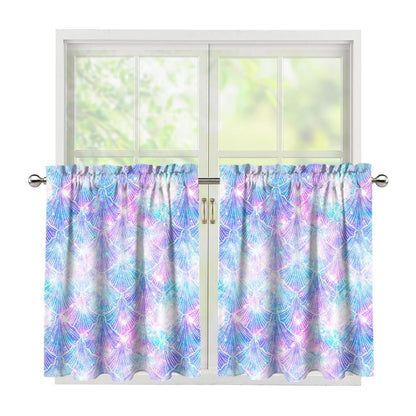 Galaxy Mermaid Scales Pattern Print Tier Curtains