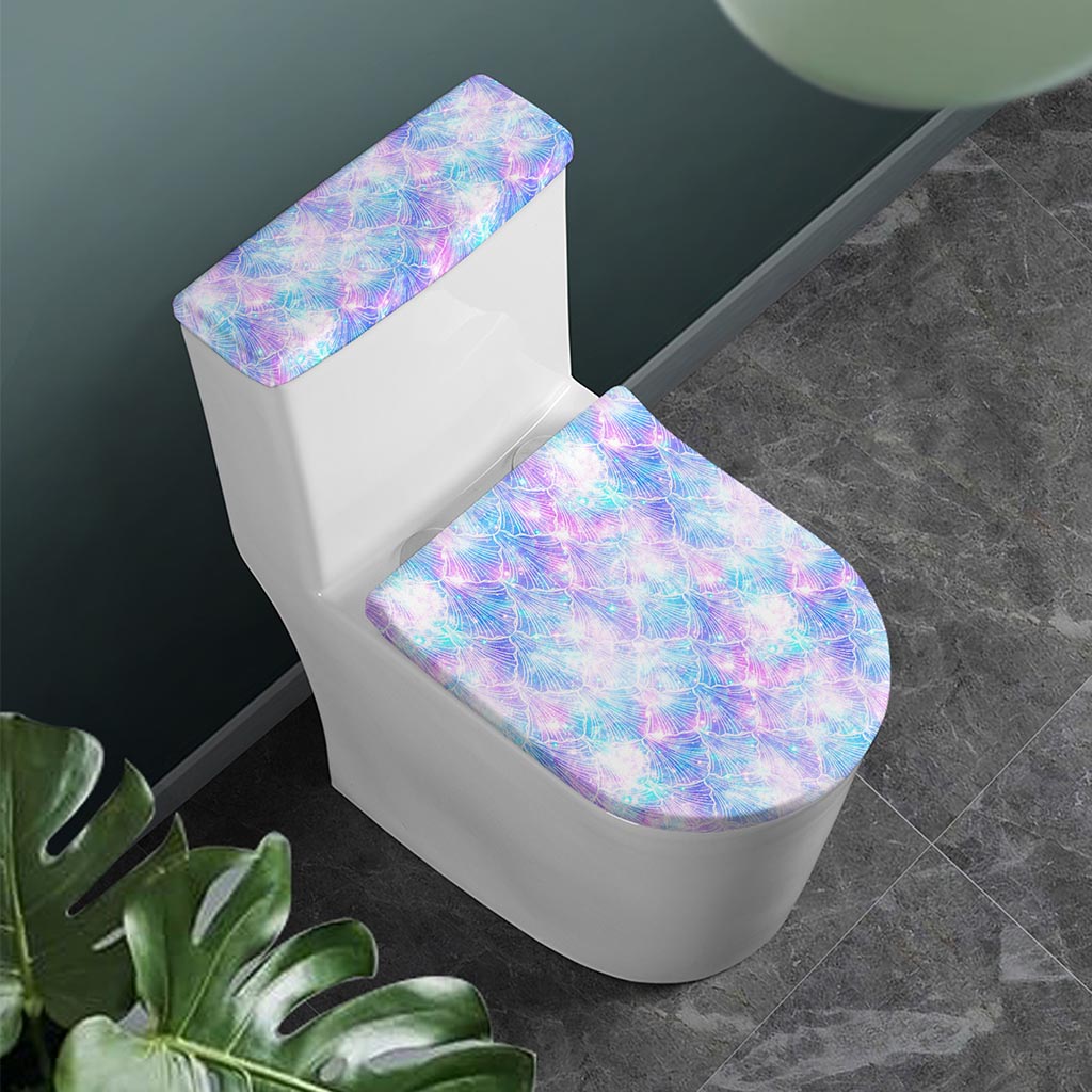 Galaxy Mermaid Scales Pattern Print Toilet Lid And Tank Cover Set