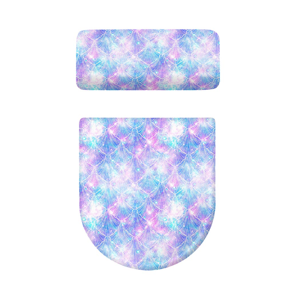 Galaxy Mermaid Scales Pattern Print Toilet Lid And Tank Cover Set