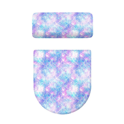 Galaxy Mermaid Scales Pattern Print Toilet Lid And Tank Cover Set