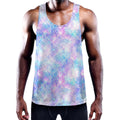 Galaxy Mermaid Scales Pattern Print Men's Workout Tank Top