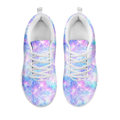 Galaxy Mermaid Scales Pattern Print White Running Shoes