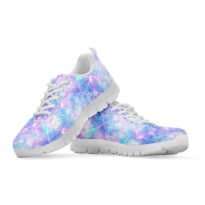 Galaxy Mermaid Scales Pattern Print White Running Shoes