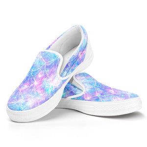 Galaxy Mermaid Scales Pattern Print White Slip On Sneakers