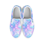 Galaxy Mermaid Scales Pattern Print White Slip On Sneakers