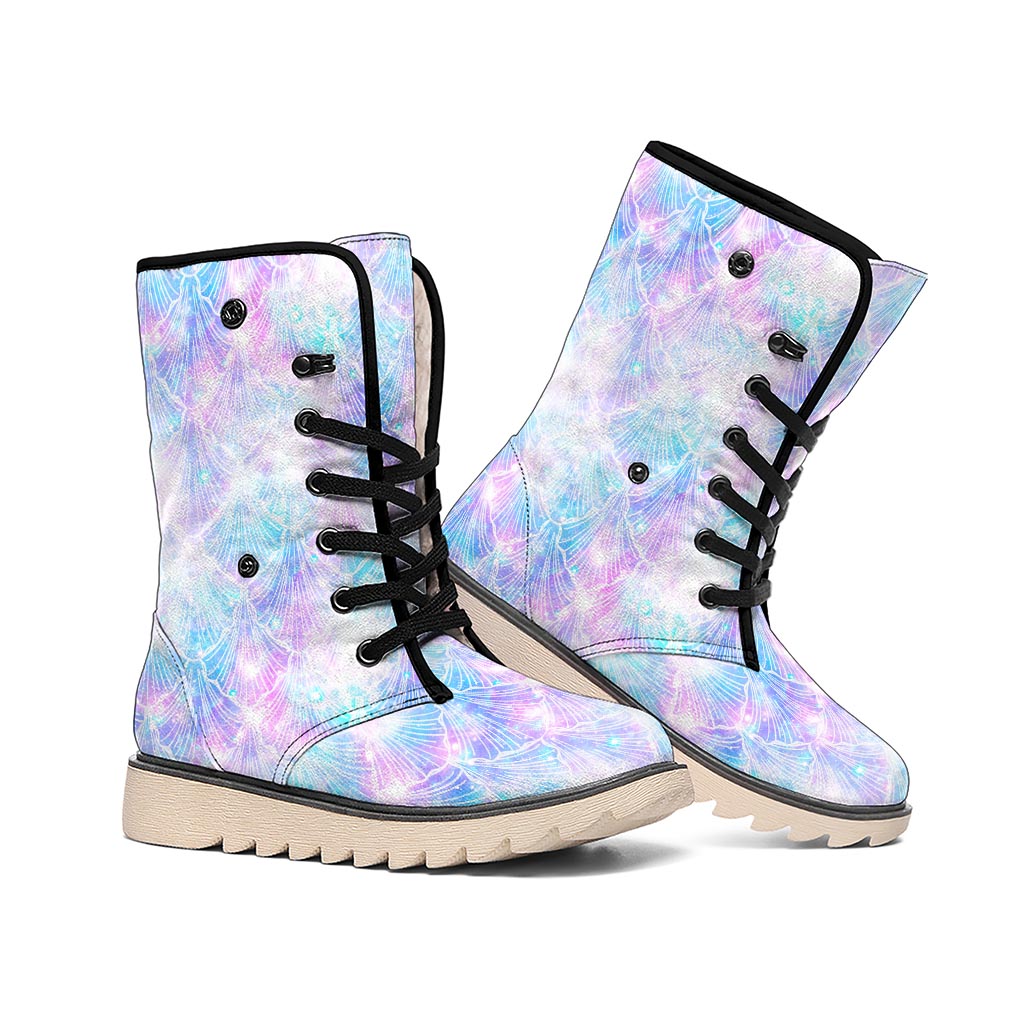 Galaxy Mermaid Scales Pattern Print Winter Boots