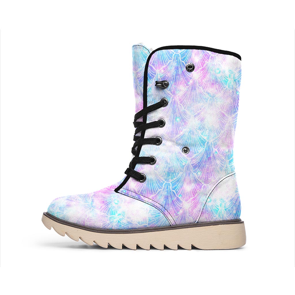 Galaxy Mermaid Scales Pattern Print Winter Boots