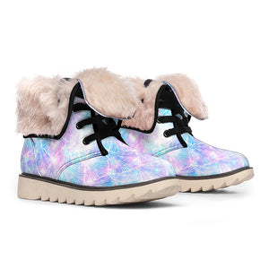 Galaxy Mermaid Scales Pattern Print Winter Boots