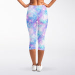Galaxy Mermaid Scales Pattern Print Women's Capri Leggings