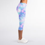 Galaxy Mermaid Scales Pattern Print Women's Capri Leggings