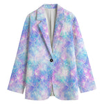 Galaxy Mermaid Scales Pattern Print Women's Cotton Blazer