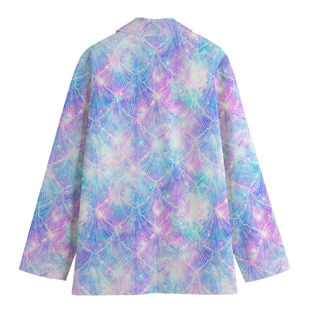 Galaxy Mermaid Scales Pattern Print Women's Cotton Blazer