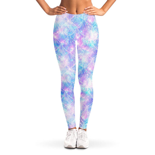 Galaxy Mermaid Scales Pattern Print Women's Leggings