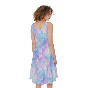 Galaxy Mermaid Scales Pattern Print Women's Sleeveless Dress
