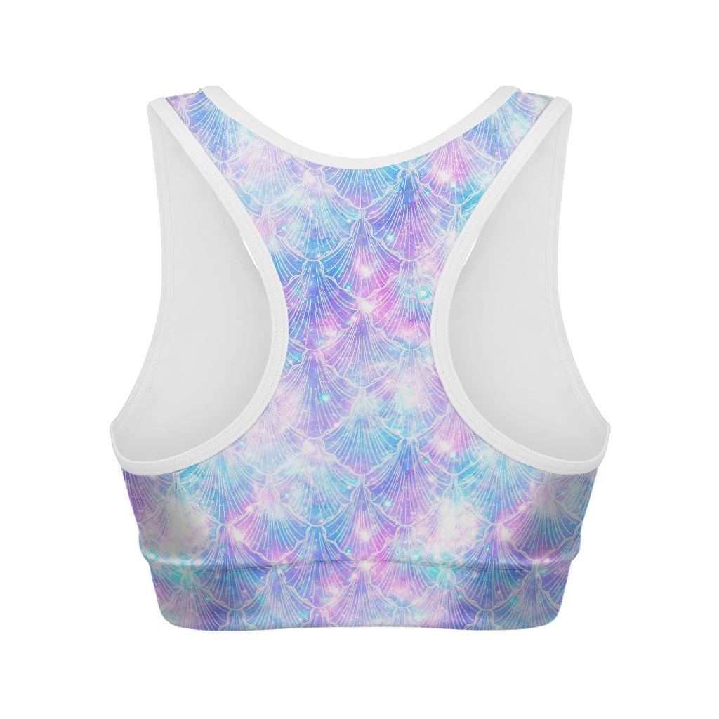 Galaxy Mermaid Scales Pattern Print Women's Sports Bra