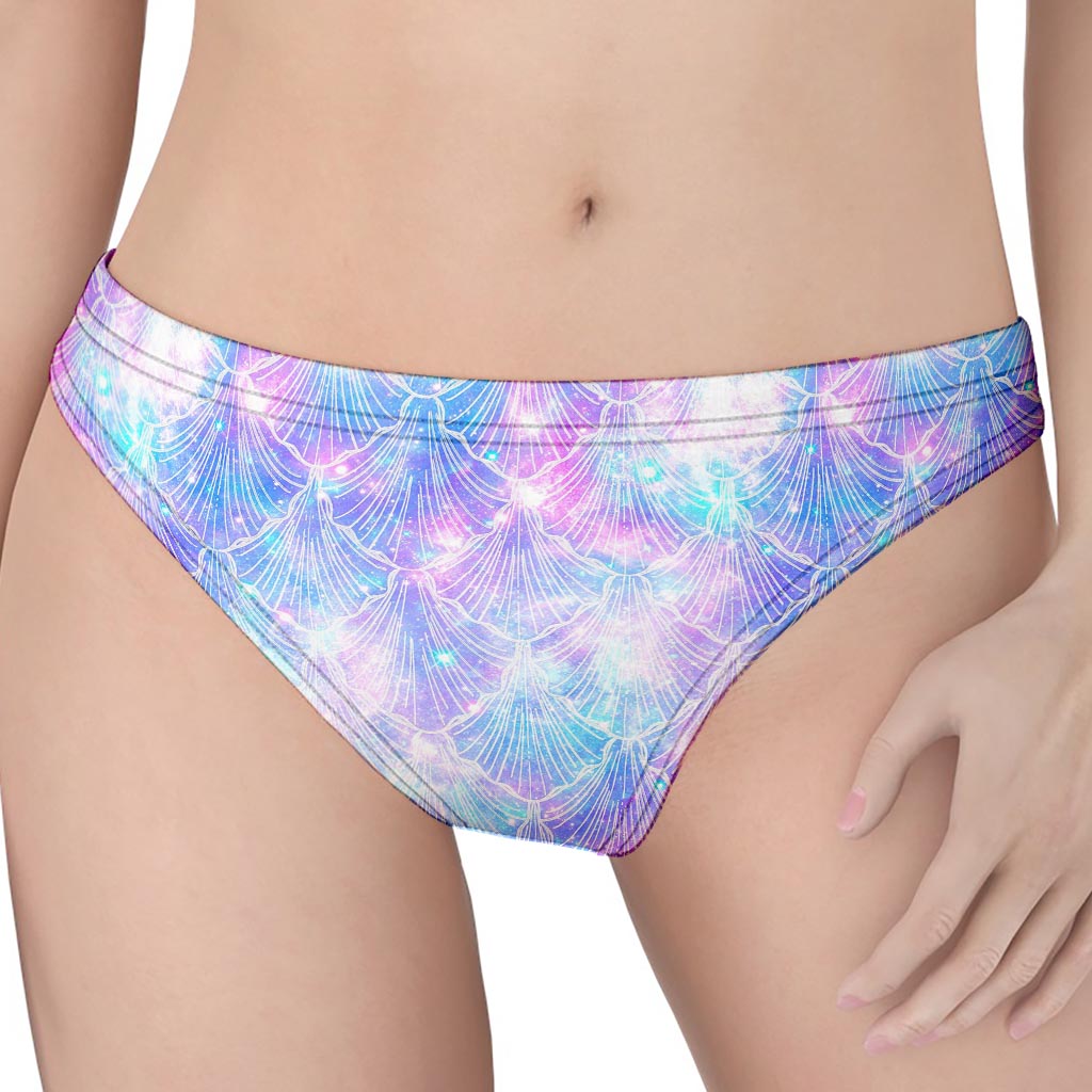 Galaxy Mermaid Scales Pattern Print Women's Thong