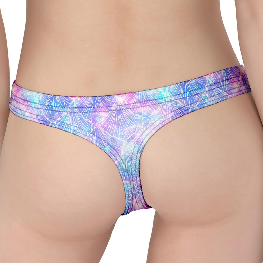 Galaxy Mermaid Scales Pattern Print Women's Thong