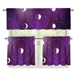 Galaxy Moon Phase Print 3 Piece Kitchen Curtains