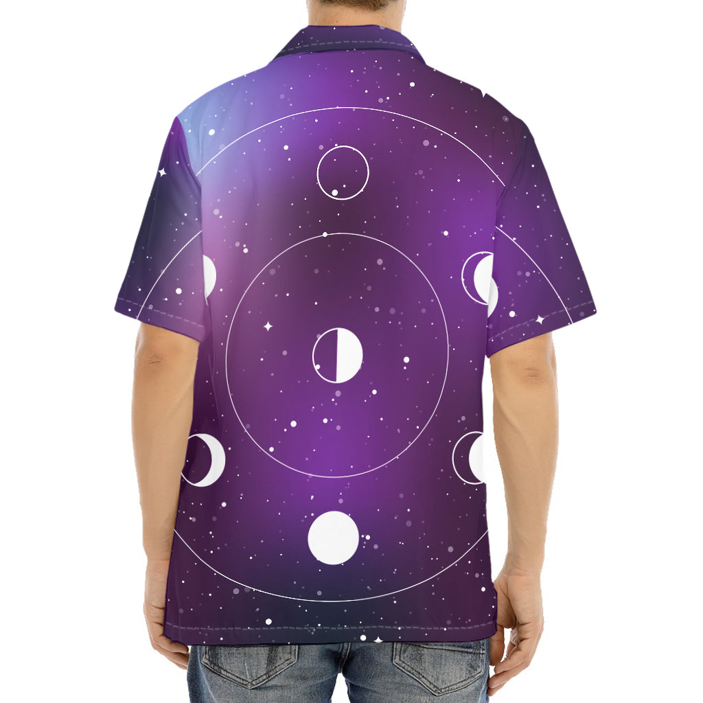 Galaxy Moon Phase Print Aloha Shirt