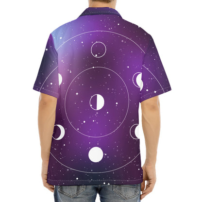 Galaxy Moon Phase Print Aloha Shirt