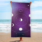 Galaxy Moon Phase Print Beach Towel