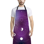 Galaxy Moon Phase Print Bib Apron With Pocket