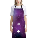 Galaxy Moon Phase Print Bib Apron With Pocket