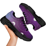 Galaxy Moon Phase Print Black Chunky Shoes